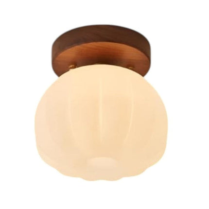 LED Pumpkin-Shaped Flush Mount Ceiling Light 6.3" Ø x 5.5" H — Cozy Ambient Lighting for Kids Room, Hallway & Kitchen