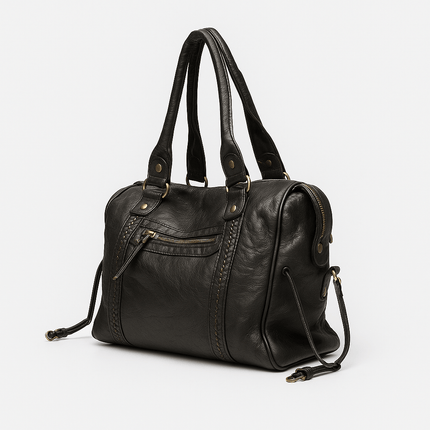 Luxe Black Leather Tote Bag for Women – Timeless Design with Spacious Interior