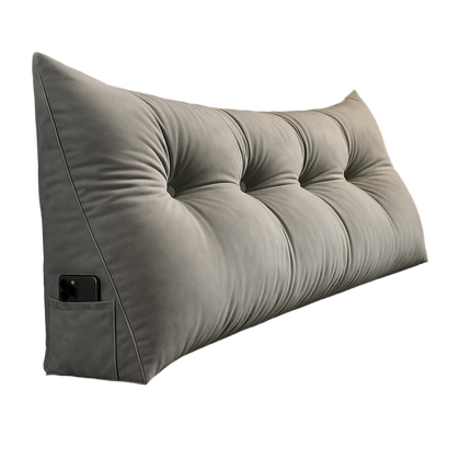 Ergonomic Headboard Cushion with Side Pockets – Long Bed Backrest Pillow for Reading, TV, and Relaxation