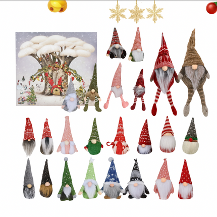 Christmas Advent Calendar Gnomes – 24 Plush Figures with Festive Hats | Cozy Holiday Countdown Gift