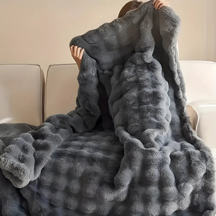 Luxury Faux Fur Weighted Blanket 59" x 79" – Ultra-Soft Chunky Knit Throw for Cozy Comfort