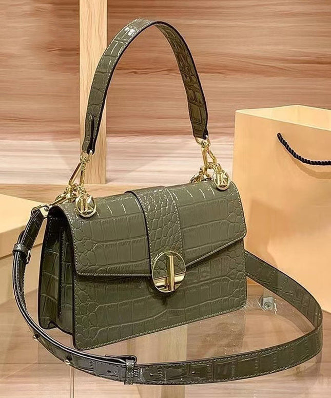 Premium Green Calf Leather Shoulder Bag for Women – Adjustable Strap, Spacious Design, Timeless Elegance