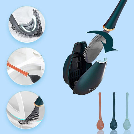 Silicone Toilet Brush with Wall Mount Holder – Hygienic, Non-Scratch & Space-Saving Bathroom Cleaner