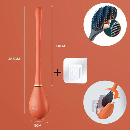Silicone Toilet Brush with Wall Mount Holder – Hygienic, Non-Scratch & Space-Saving Bathroom Cleaner