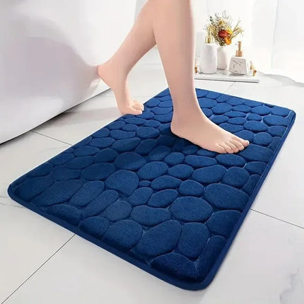 CobbleSoft 3D Pebble Bath Mat 16" x 24" – Non-Slip, Quick-Dry & Ultra-Absorbent Bathroom Rug