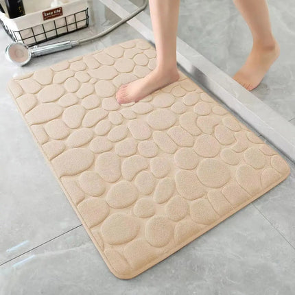 CobbleSoft 3D Pebble Bath Mat 16" x 24" – Non-Slip, Quick-Dry & Ultra-Absorbent Bathroom Rug