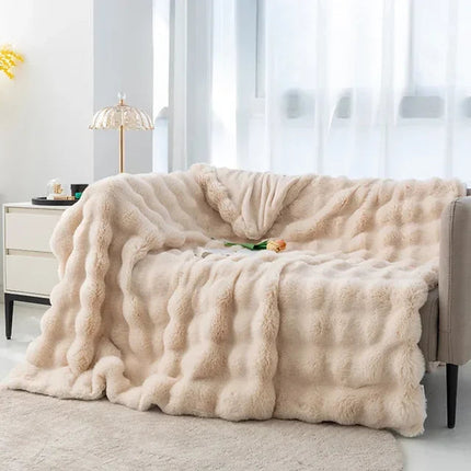 Ultra-Soft Plush Throw Blanket 59" × 79" – Cozy Fleece Bed & Sofa Blanket for Winter & Home Decor