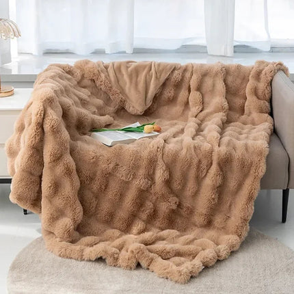 Ultra-Soft Plush Throw Blanket 59" × 79" – Cozy Fleece Bed & Sofa Blanket for Winter & Home Decor