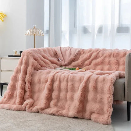 Ultra-Soft Plush Throw Blanket 59" × 79" – Cozy Fleece Bed & Sofa Blanket for Winter & Home Decor