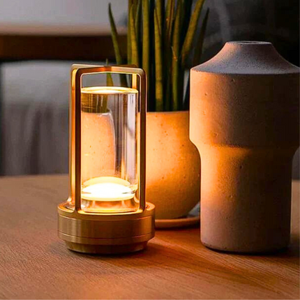 Vintage LED Table Lamp – Rechargeable, Dimmable Retro Design with Warm White Light