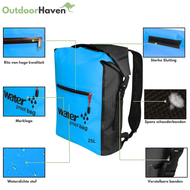 25L Waterproof Backpack – Durable Dry Bag for Kayaking, Hiking & Beach Adventures