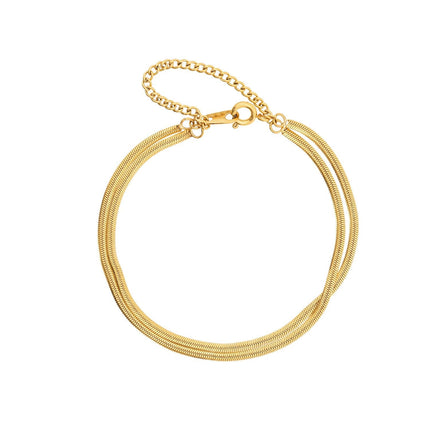 Gold Herringbone Bracelet – Adjustable Stainless Steel Chain for Women – Waterproof, Hypoallergenic, Elegant Everyday Jewelry