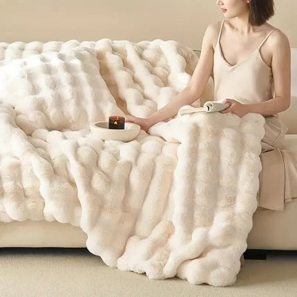 Luxury Reversible Faux Fur Throw Blanket 59" x 79" – Ultra-Soft, Cozy & Stylish Home Décor