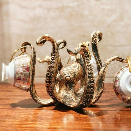 Nautical Octopus Resin Organizer – 7.5″ x 10.6″ Tabletop Cup & Accessory Holder with Antique Bronze Finish