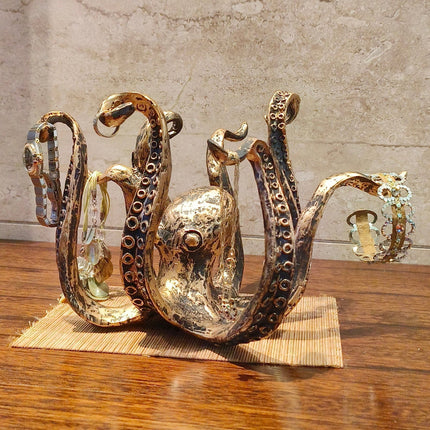 Nautical Octopus Resin Organizer – 7.5″ x 10.6″ Tabletop Cup & Accessory Holder with Antique Bronze Finish