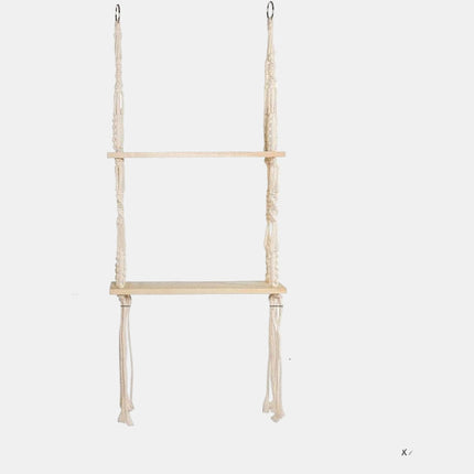 Handmade Double Wood Wall Shelf – Boho Chic Hanging Decor & Stylish Storage 15.7" x 5.5" x 37"