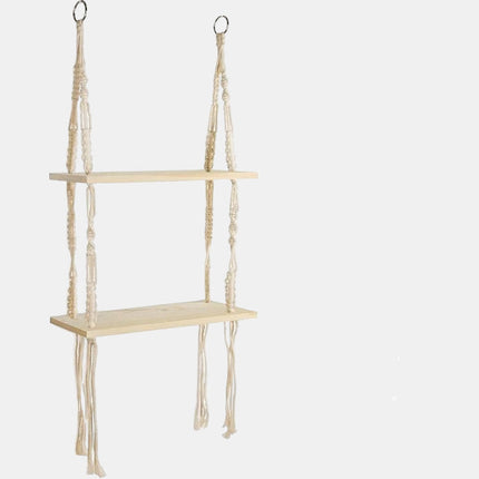 Handmade Double Wooden Wall Shelf 15.7" x 5.5" – Boho Wall Décor & Stylish Storage for Home