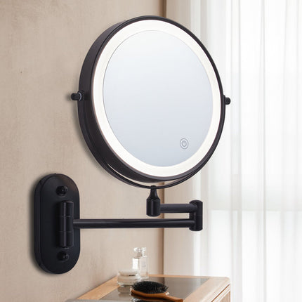 Double-Sided LED Wall Makeup Mirror with 5x Magnification – Rechargeable Vanity Mirror for Bathroom & Dressing Table