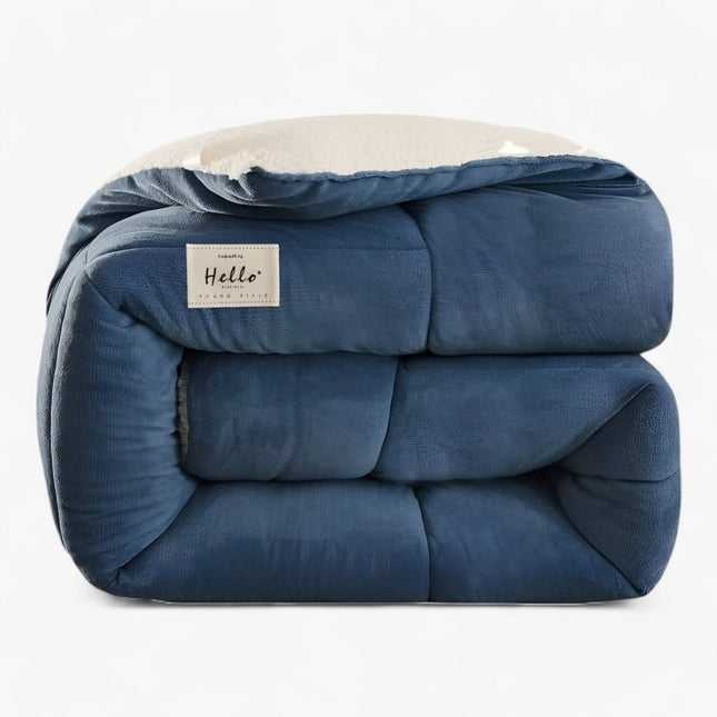 Reversible Bedroom Blanket in Milk Velvet & Lambswool – Cozy & Warm Bedding for Ultimate Comfort