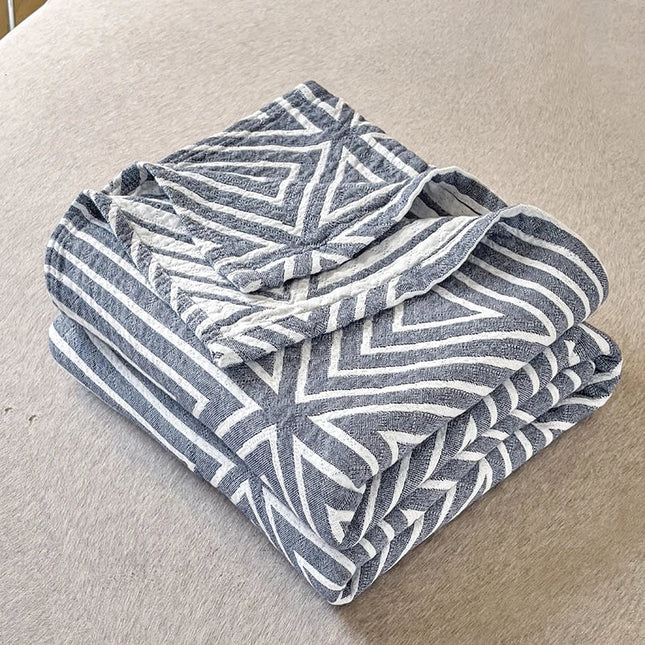 Japanese Triple-Layer Washed Cotton Quilt – Lightweight, Breathable & Stylish Bedspread for Summer Nights