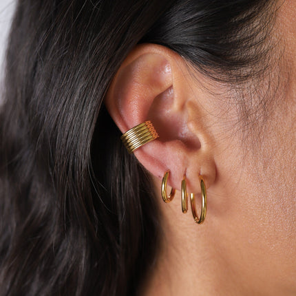 Set of 3 Gold Hoop Earrings – Minimalist Stainless Steel Hoops in Small, Medium & Large Sizes – Hypoallergenic, Lightweight, Nickel-Free, Perfect for Everyday Wear