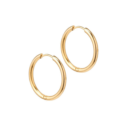 Set of 3 Gold Hoop Earrings – Minimalist Stainless Steel Hoops in Small, Medium & Large Sizes – Hypoallergenic, Lightweight, Nickel-Free, Perfect for Everyday Wear