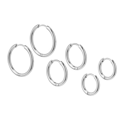 Set of 3 Gold Hoop Earrings – Minimalist Stainless Steel Hoops in Small, Medium & Large Sizes – Hypoallergenic, Lightweight, Nickel-Free, Perfect for Everyday Wear