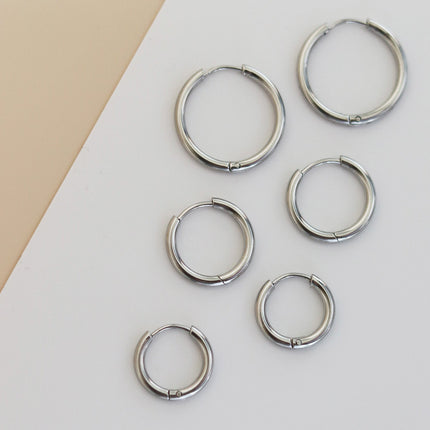 Set of 3 Gold Hoop Earrings – Minimalist Stainless Steel Hoops in Small, Medium & Large Sizes – Hypoallergenic, Lightweight, Nickel-Free, Perfect for Everyday Wear