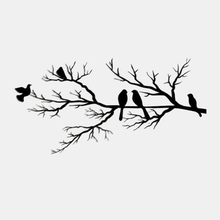 Elegant Metal Wall Art with Birds on Branch – Modern Black Nature-Inspired Home Decor