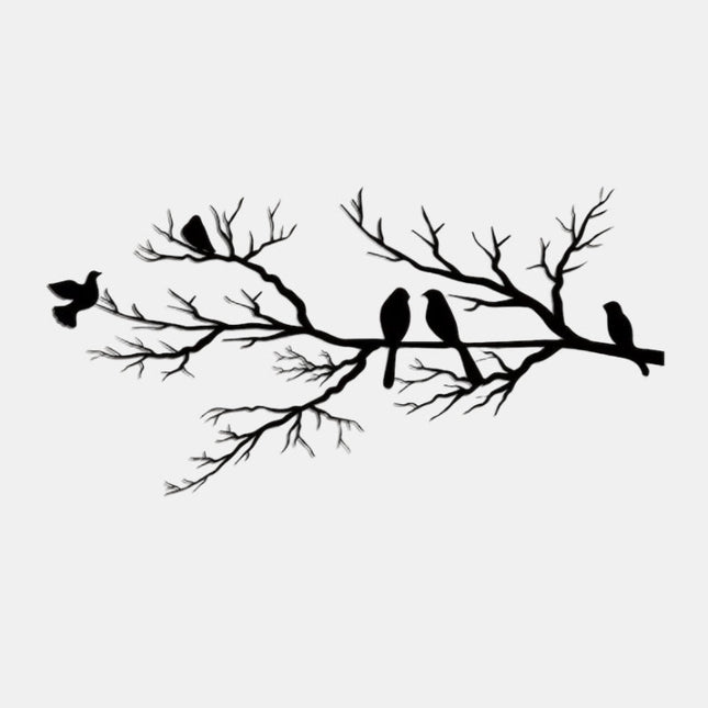 Elegant Metal Wall Art with Birds on Branch – Modern Black Nature-Inspired Home Decor