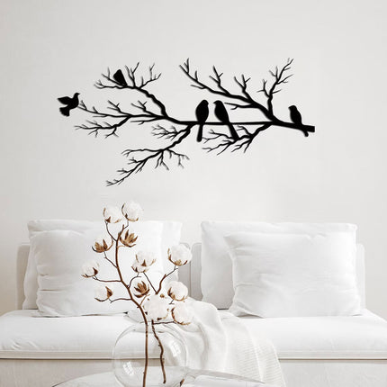 Elegant Metal Wall Art with Birds on Branch – Modern Black Nature-Inspired Home Decor