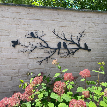 Elegant Metal Wall Art with Birds on Branch – Modern Black Nature-Inspired Home Decor