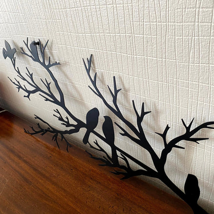 Elegant Metal Wall Art with Birds on Branch – Modern Black Nature-Inspired Home Decor