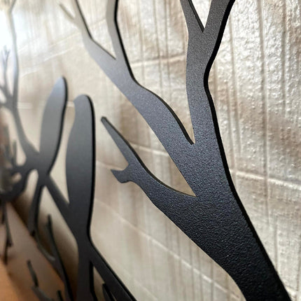 Elegant Metal Wall Art with Birds on Branch – Modern Black Nature-Inspired Home Decor