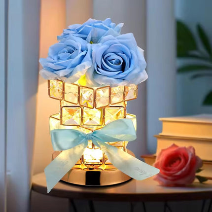 Elegant Rose Table Lamp with Dimmable Touch Light – Romantic LED Nightstand Lamp for Home Décor