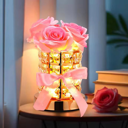 Elegant Rose Table Lamp with Dimmable Touch Light – Romantic LED Nightstand Lamp for Home Décor