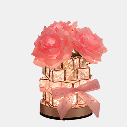 Elegant Rose Table Lamp with Dimmable Touch Light – Romantic LED Nightstand Lamp for Home Décor