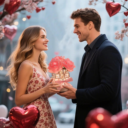 Elegant Rose Table Lamp with Dimmable Touch Light – Romantic LED Nightstand Lamp for Home Décor