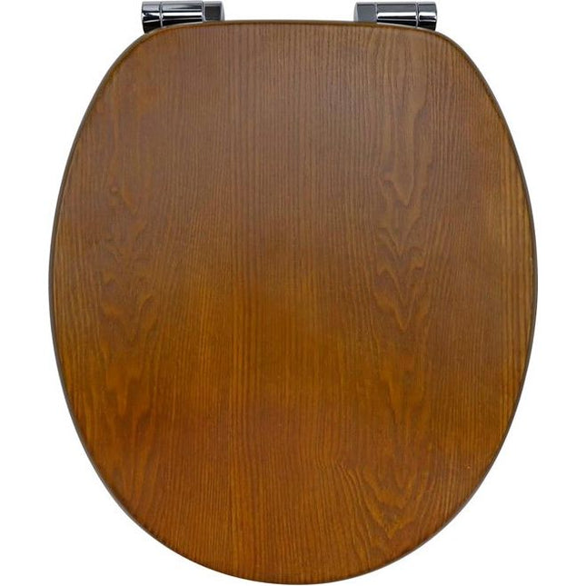 Elegant Wooden Toilet Seat with Soft-Close Hinges – Oval Bathroom Accessory for Modern & Rustic Décor