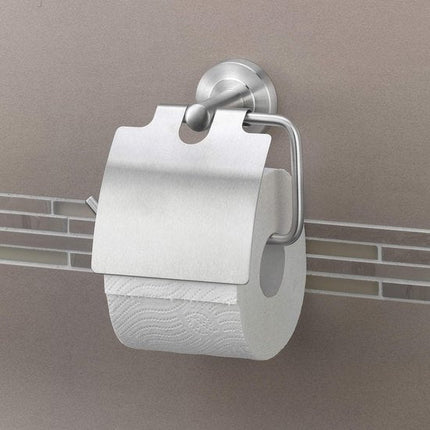 Elegant Stainless Steel Toilet Paper Holder with Cover – Modern Wall Mount Bathroom Accessory