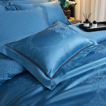 Elegant Navy Blue Duvet Cover Set – 100% Egyptian Cotton, 79" x 91", Includes 2 Pillow Shams