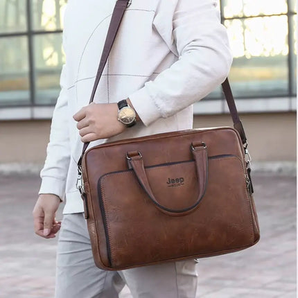 Premium 14-Inch Leather Laptop Bag for Men – Timeless Elegance & Robust Protection