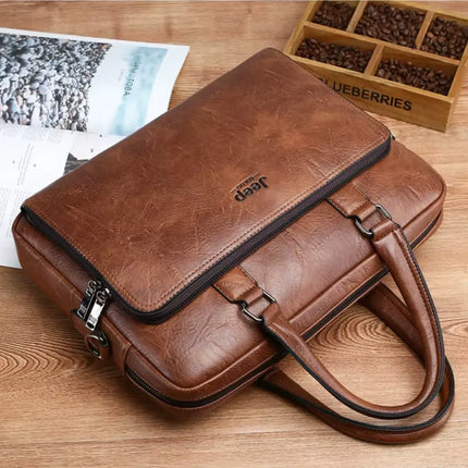 Premium 14-Inch Leather Laptop Bag for Men – Timeless Elegance & Robust Protection
