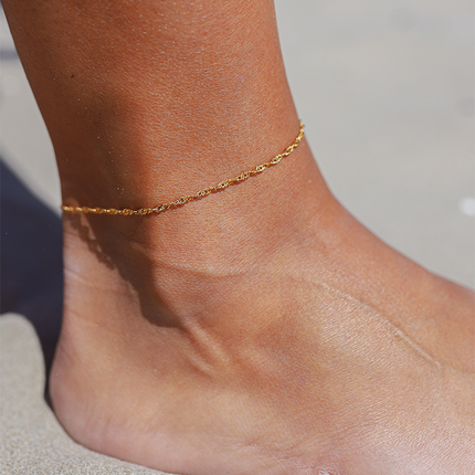 Minimalist Gold Anklet – Waterproof, Adjustable Stainless Steel Foot Chain for Women