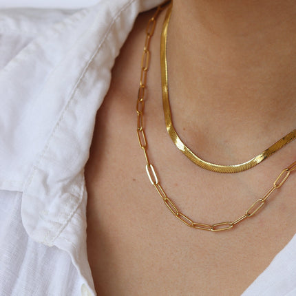 Gold Twisted Rope Chain Necklace – Durable Stainless Steel, Unisex Design, 18"