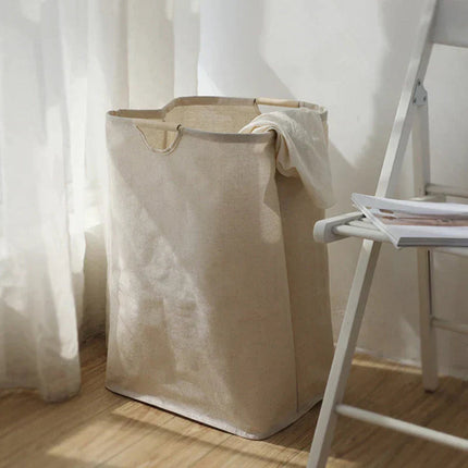Foldable Japanese-Style Laundry Basket – Cotton & Linen Storage Hamper 15.7" x 13.8" x 19.7"