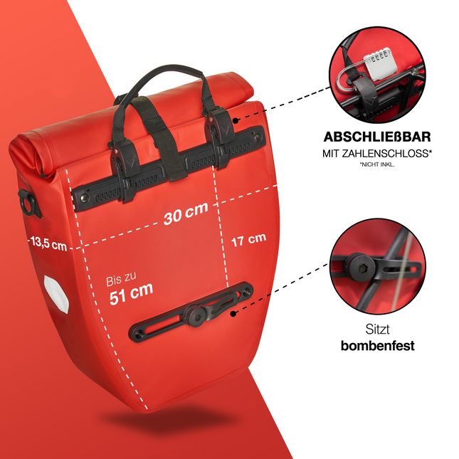 Waterproof Bike Pannier Bag – Durable Roll-Top Commuter & Touring Rack Bag with Reflective Accents