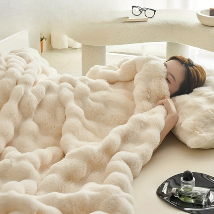 Ultra-Soft Beige Fleece Throw Blanket 51" x 63" – Plush Cozy Accent for Couch & Bedroom