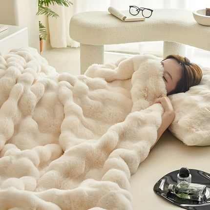 Ultra-Soft Beige Fleece Throw Blanket 51" x 63" – Plush Cozy Accent for Couch & Bedroom