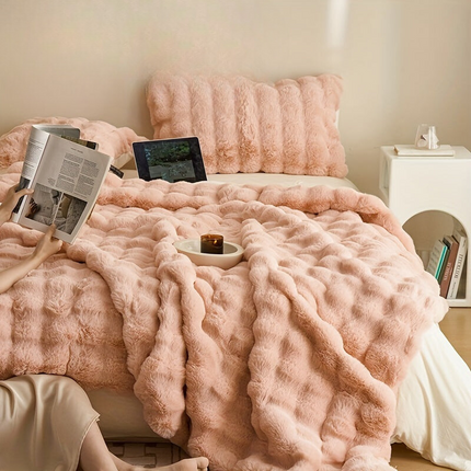 Ultra-Soft Beige Fleece Throw Blanket 51" x 63" – Plush Cozy Accent for Couch & Bedroom